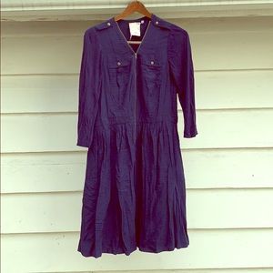 Navy Zippered Anthropologie Dress